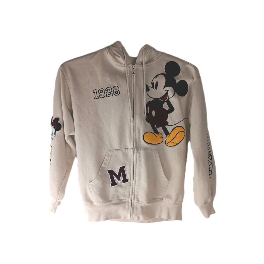 Disney Mickey Mouse Hoodie Women's Size X Small Multicolor Full Zip Patches